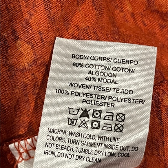 Lucky Brand Top Women’s Red Boho Print Flutter Sleeve lightweight Summer Large - Picture 9 of 12